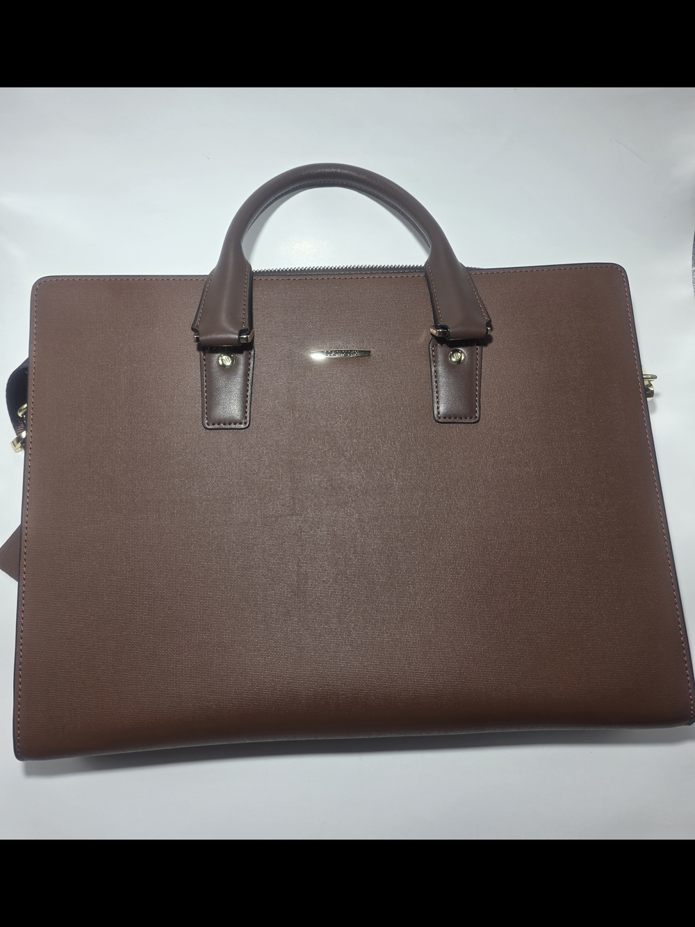 Bostanten Leather Laptop Briefcase Brown Business Bag Mens Womens Shoulder Strap - Picture 4 of 4